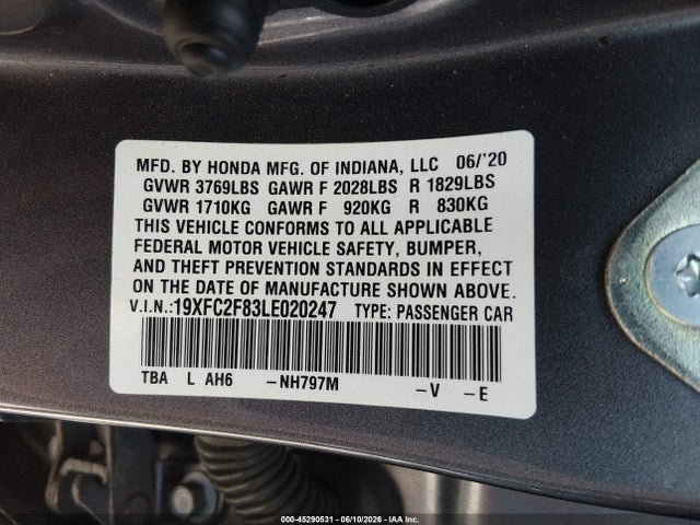 Honda Civic Sport 2020 19XFC2F83LE020247 Image 9