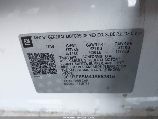 3G1BE6SM4JS652815 Chevrolet Cruze Lt Auto
