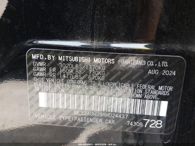 ML32AUHJ9RH024437 Mitsubishi Mirage Es/le