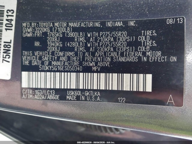 5TDKY5G16ES050340 Toyota Sequoia Limited 5.7l V8