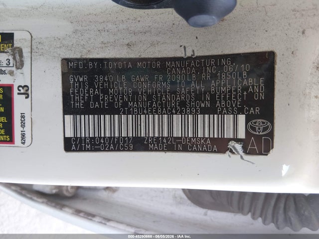 Aukcja sprzedaży 2010 Toyota Corolla S, vin: 2T1BU4EE8AC423893, numer aukcji: 45290668