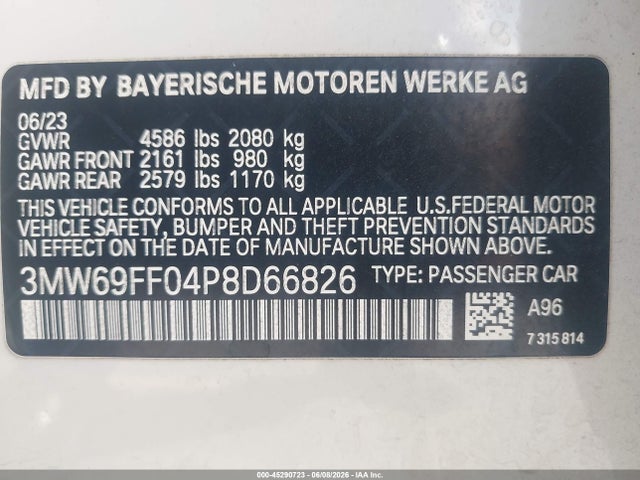 Aukcja sprzedaży 2023 Bmw 330i, vin: 3MW69FF04P8D66826, numer aukcji: 45290723