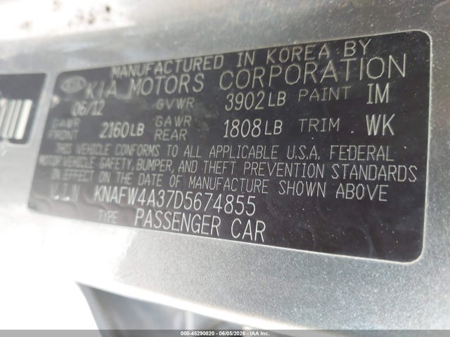 Aukcja sprzedaży 2013 Kia Forte Sx, vin: KNAFW4A37D5674855, numer aukcji: 45290820