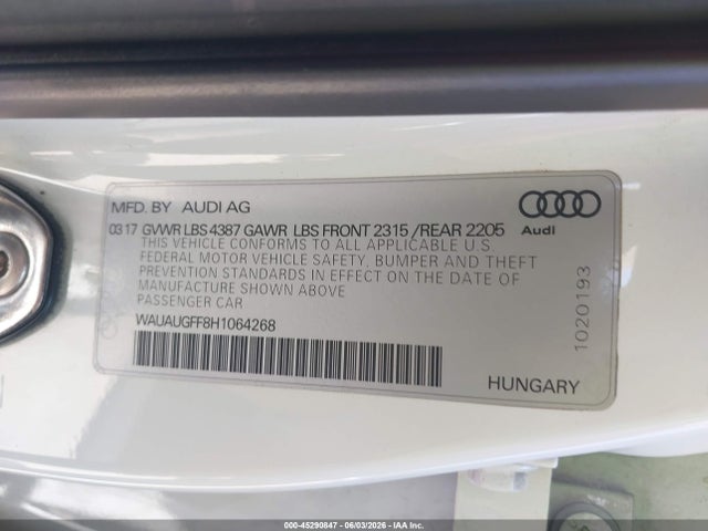 WAUAUGFF8H1064268 Audi A3 2.0t Premium
