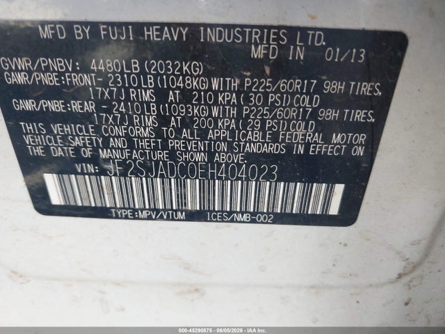 Subaru Forester 2.5i Premium 2014 JF2SJADC0EH404023 Image 9