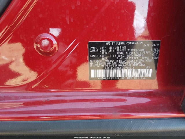 Aukcja sprzedaży 2025 Subaru Crosstrek Limited, vin: 4S4GUHM65S3746019, numer aukcji: 45290886
