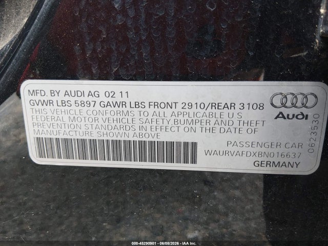 Aukcja sprzedaży 2011 Audi A8 L 4.2, vin: WAURVAFDXBN016637, numer aukcji: 45290901