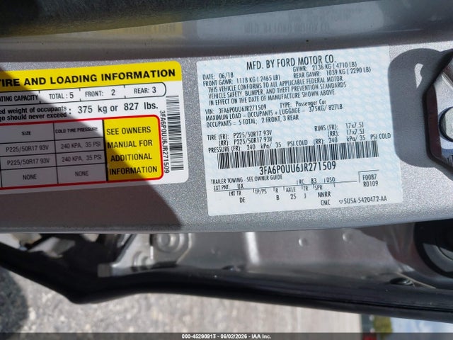 Ford Fusion Hybrid S 2018 3FA6P0UU6JR271509 Image 9