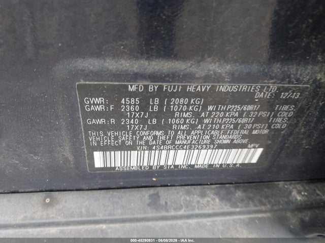 Продаж на аукціоні авто 2014 Subaru Outback 2.5i Premium, vin: 4S4BRCCC4E3269397, номер лоту: 45290931