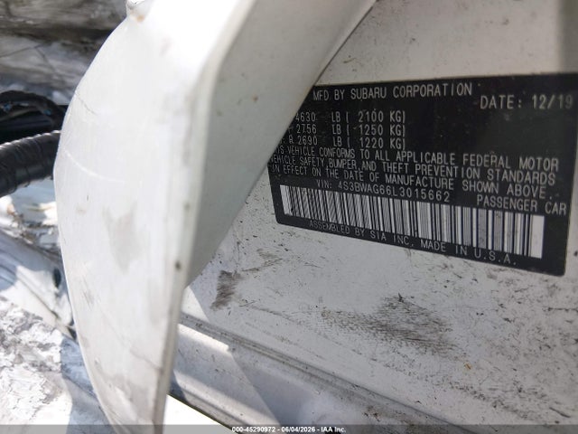 45290972 :رقم المزاد ، 4S3BWAG66L3015662 vin ، 2020 Subaru Legacy Sport مزاد بيع
