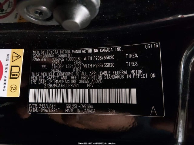 Продаж на аукціоні авто 2016 Lexus Rx 350, vin: 2T2BZMCAXGC038261, номер лоту: 45291017