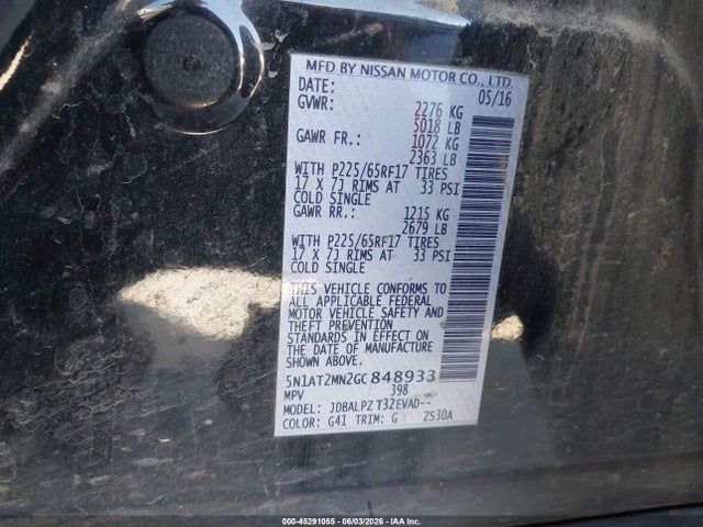Nissan ROGUE S 2016 5N1AT2MN2GC848933 Image 9
