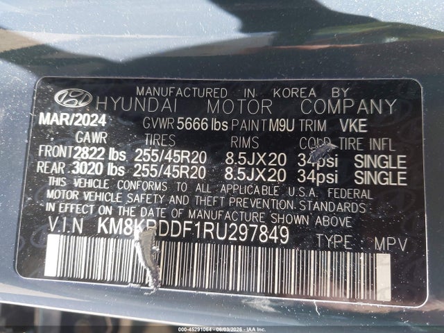 45291064 :رقم المزاد ، KM8KRDDF1RU297849 vin ، 2024 Hyundai Ioniq 5 Limited مزاد بيع