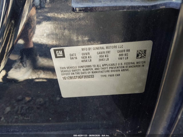 Продаж на аукціоні авто 2016 Chevrolet Malibu Ls, vin: 1G1ZB5ST9GF269233, номер лоту: 45291123