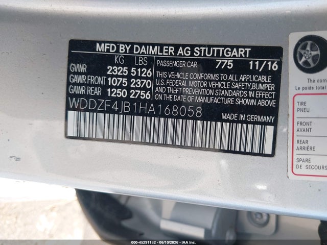 Aukcja sprzedaży 2017 Mercedes-benz E 300, vin: WDDZF4JB1HA168058, numer aukcji: 45291182