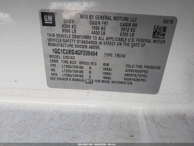 1GC1CUEG4GF208494 Chevrolet Silverado 2500hd Wt