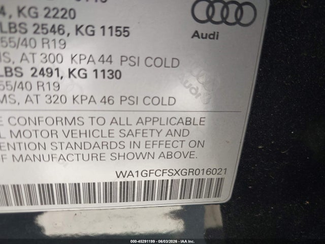 WA1GFCFSXGR016021 Audi Q3 2.0t Premium Plus