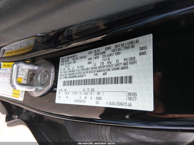 Продажа на аукционе авто 2024 Ford Escape Active, vin: 1FMCU9GN9RUA52011, номер лота: 45291238