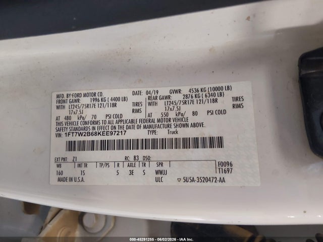 Ford F-250 Xl 2019 1FT7W2B68KEE97217 Image 9