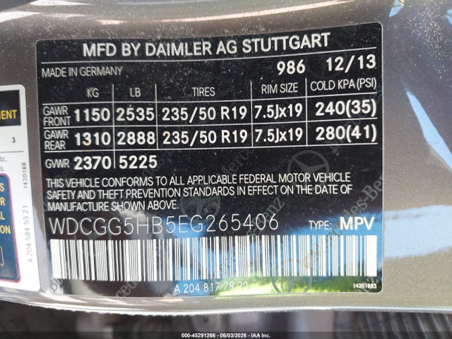 WDCGG5HB5EG265406 Mercedes-Benz GLK 350