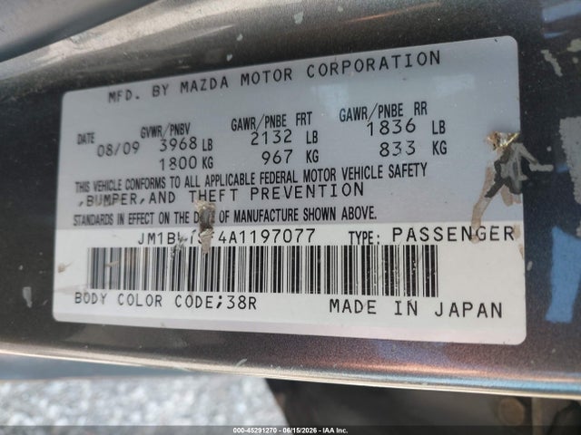 45291270 :رقم المزاد ، JM1BL1SF4A1197077 vin ، 2010 Mazda Mazda3 مزاد بيع