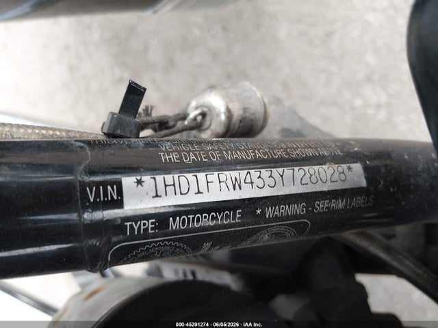 45291274 :رقم المزاد ، 1HD1FRW433Y728028 vin ، 2003 Harley-davidson Flhrci Anniversary مزاد بيع