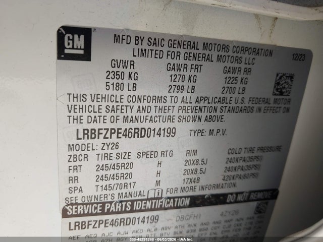 Auction sale of the 2024 Buick Envision Sport Touring Awd, vin: LRBFZPE46RD014199, lot number: 45291288