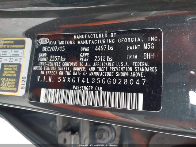 KIA Optima Lx 2016 5XXGT4L35GG028047 Image 9