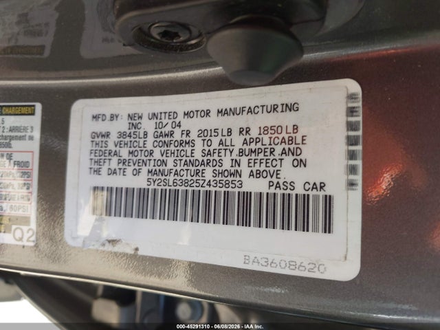 2005 Pontiac Vibe მანქანა იყიდება აუქციონზე, vin: 5Y2SL63825Z435853, აუქციონის ნომერი: 45291310