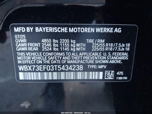 Продаж на аукціоні авто 2026 Bmw X1 Xdrive28i, vin: WBX73EF03T5434238, номер лоту: 45291352