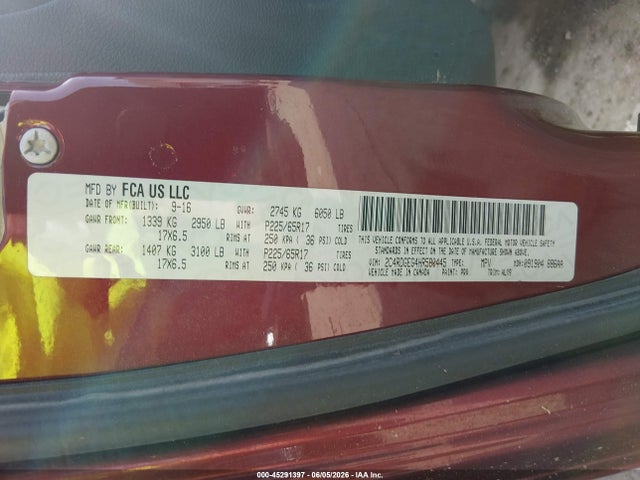 Aukcja sprzedaży 2017 Dodge Grand Caravan Gt, vin: 2C4RDGEG4HR580445, numer aukcji: 45291397