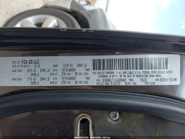 2016 Ram 1500 Lone Star მანქანა იყიდება აუქციონზე, vin: 3C6RR6LT1GG320401, აუქციონის ნომერი: 45291418
