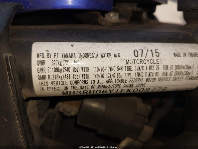 Yamaha YZFR3 2015 MH3RH06Y1FK008779 Image 10