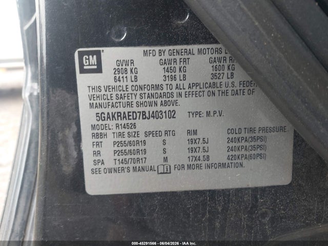 Продаж на аукціоні авто 2011 Buick Enclave Cx, vin: 5GAKRAED7BJ403102, номер лоту: 45291566