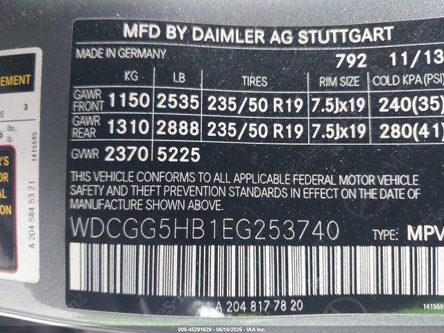WDCGG5HB1EG253740 Mercedes-Benz GLK 350