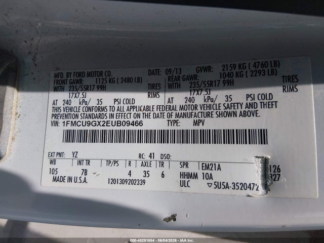 Ford ESCAPE SE 2014 1FMCU9GX2EUB09466 Image 9