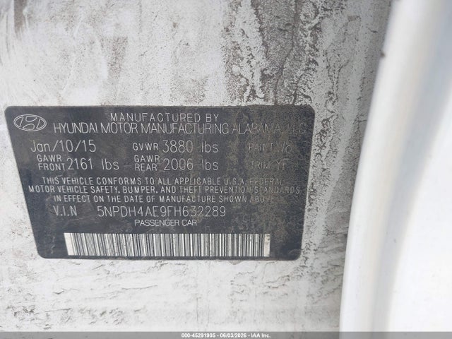 Hyundai ELANTRA SE 2015 5NPDH4AE9FH632289 Image 9