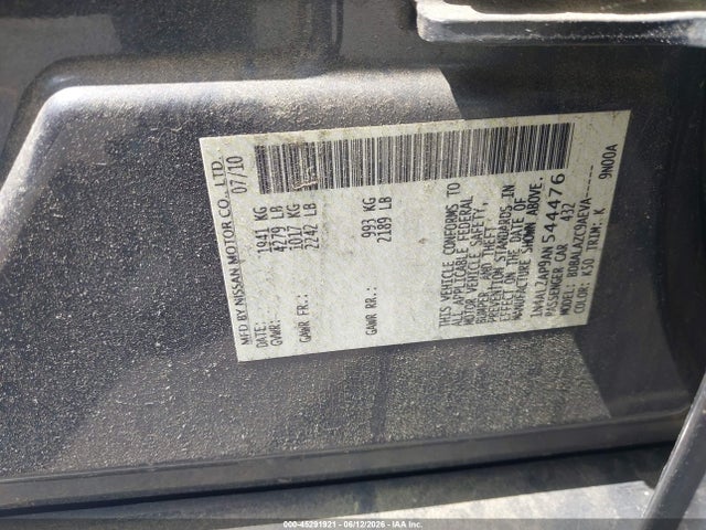 45291921 :رقم المزاد ، 1N4AL2AP9AN544476 vin ، 2010 Nissan Altima 2.5 مزاد بيع
