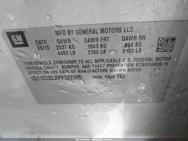 Chevrolet MALIBU 1LT 2015 1G11C5SLXFF322935 Image 9