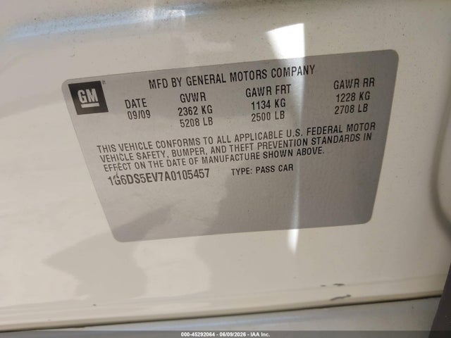 45292064 :رقم المزاد ، 1G6DS5EV7A0105457 vin ، 2010 Cadillac Cts Premium مزاد بيع