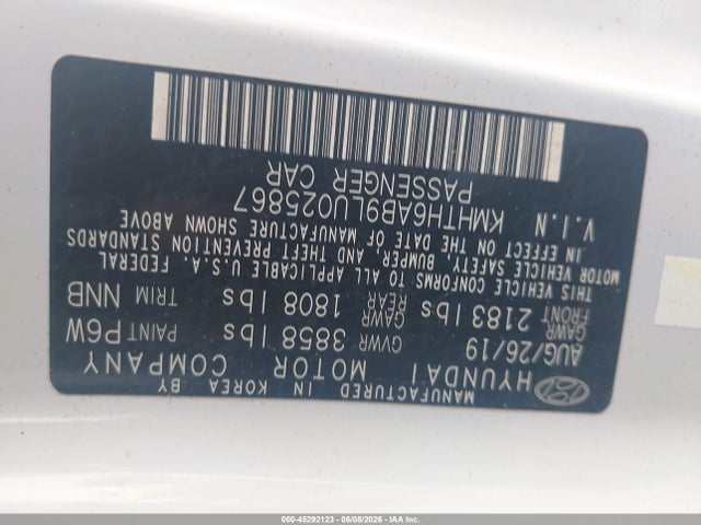 Продаж на аукціоні авто 2020 Hyundai Veloster Turbo, vin: KMHTH6AB9LU025867, номер лоту: 45292123