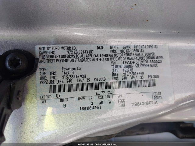 Aukcja sprzedaży 2013 Ford Focus Se, vin: 1FADP3F20DL353520, numer aukcji: 45292153