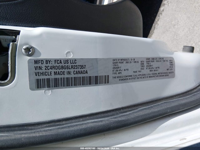 Aukcja sprzedaży 2020 Dodge Grand Caravan Se Plus, vin: 2C4RDGBG6LR237357, numer aukcji: 45292160
