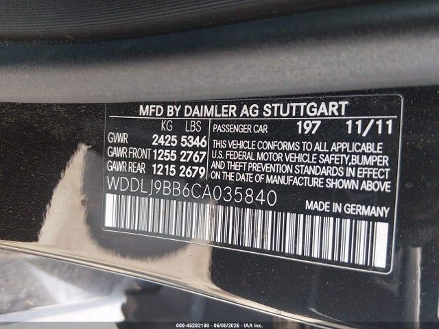 Aukcja sprzedaży 2012 Mercedes-benz Cls 550 4matic, vin: WDDLJ9BB6CA035840, numer aukcji: 45292198