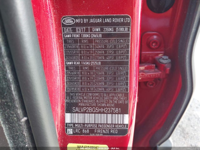 SALVP2BG5HH237581 Land Rover Range Rover Evoque Se/se Premium