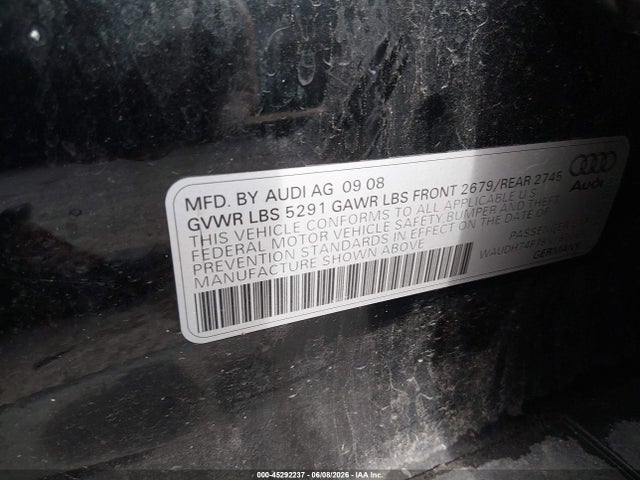 2008 Audi A6 3.2 მანქანა იყიდება აუქციონზე, vin: WAUDH74F78N182065, აუქციონის ნომერი: 45292237