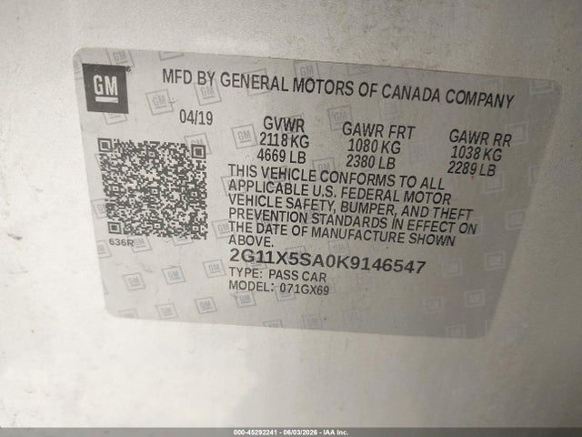 Chevrolet IMPALA LS 2019 2G11X5SA0K9146547 Image 9