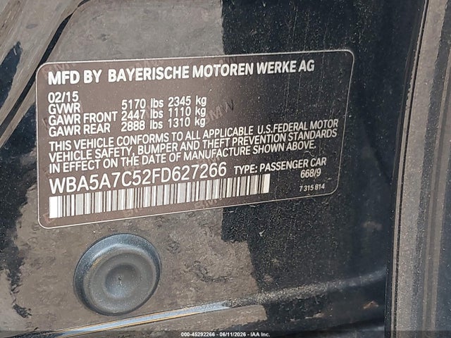 Продаж на аукціоні авто 2015 Bmw 528i Xdrive, vin: WBA5A7C52FD627266, номер лоту: 45292266