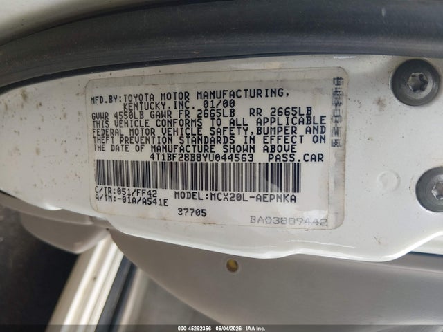 Продажа на аукционе авто 2000 Toyota Avalon Xl, vin: 4T1BF28B8YU044563, номер лота: 45292356