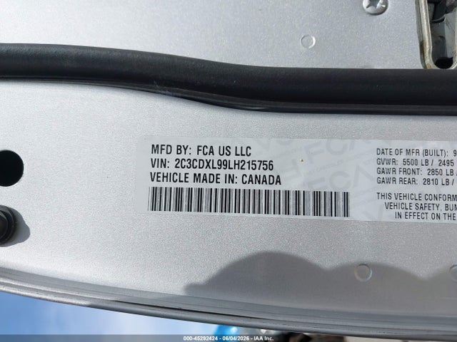 2C3CDXL99LH215756 Dodge Charger Srt Hellcat Rwd